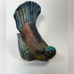 Raku Raven indigenous Canadian made Handcrafted Sculpture signed